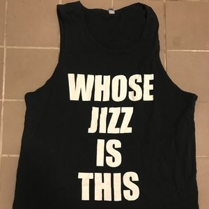 Whose Jizz Is This Tank Top Peaches Shirt Black L